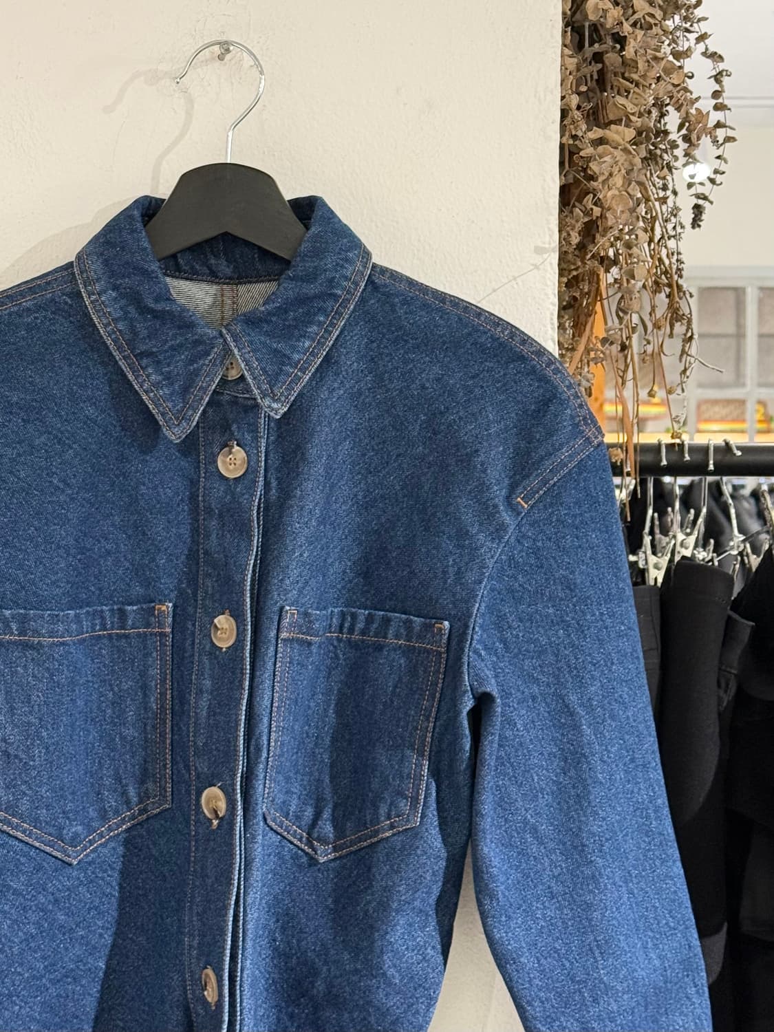 나누슈카 중청 데님 투 포켓 셔츠 원피스 상품이미지3