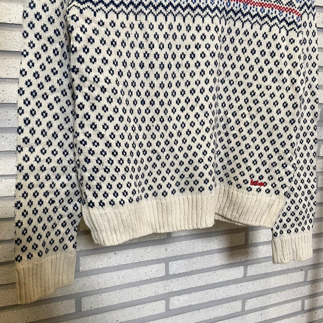 LEE COOPER 노르딕 패턴 니트 라운드넥 디테일 화이트 상품이미지5