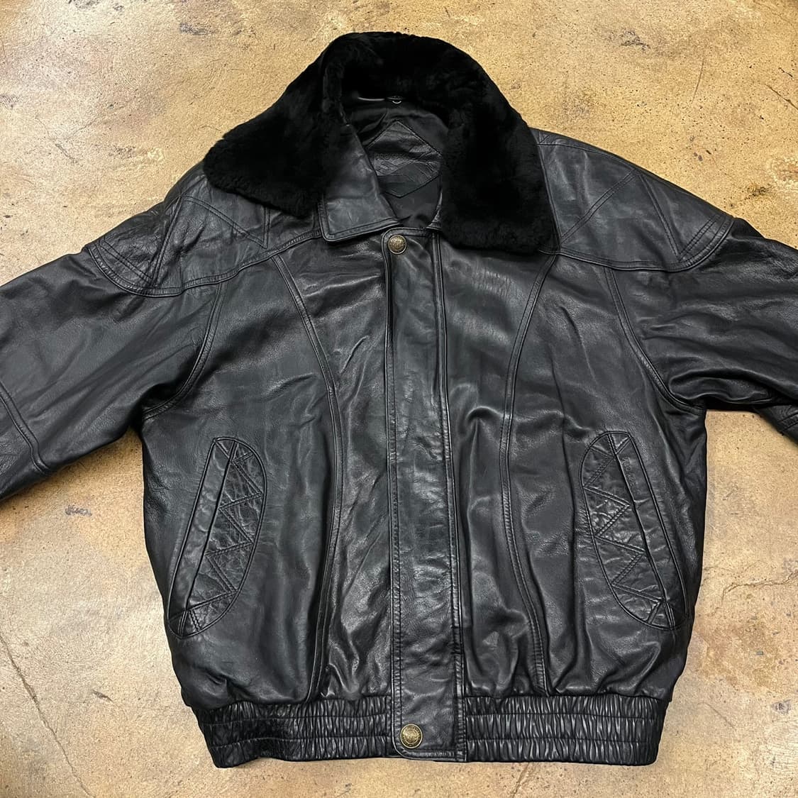 [정품/100] 프로스펙스 블랙 가죽 무스탕 자켓 b19 상품이미지3