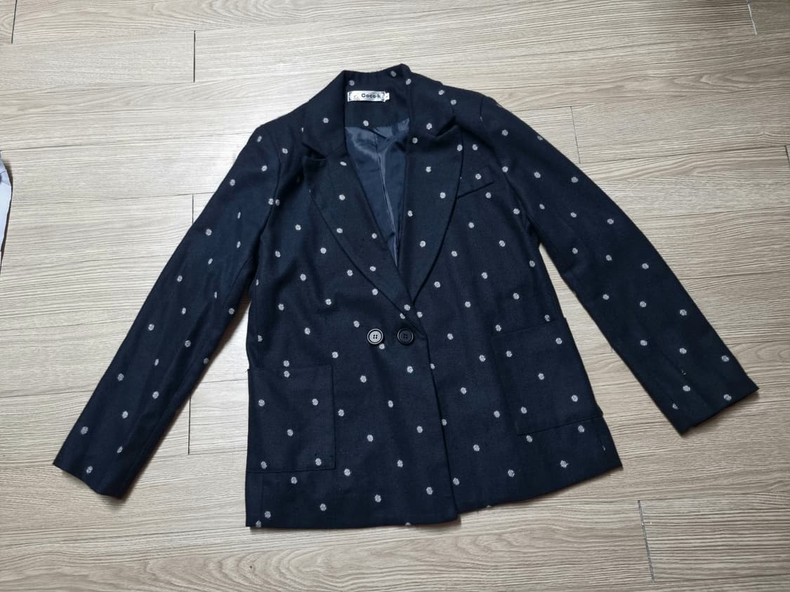 땡땡이 검정 울 자켓 상품이미지1