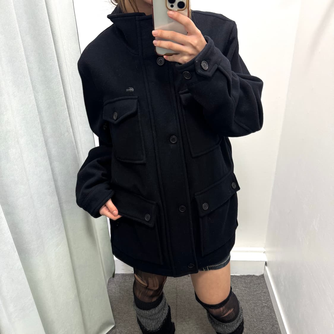 라코스테 블랙 모혼방 코트 상품이미지1