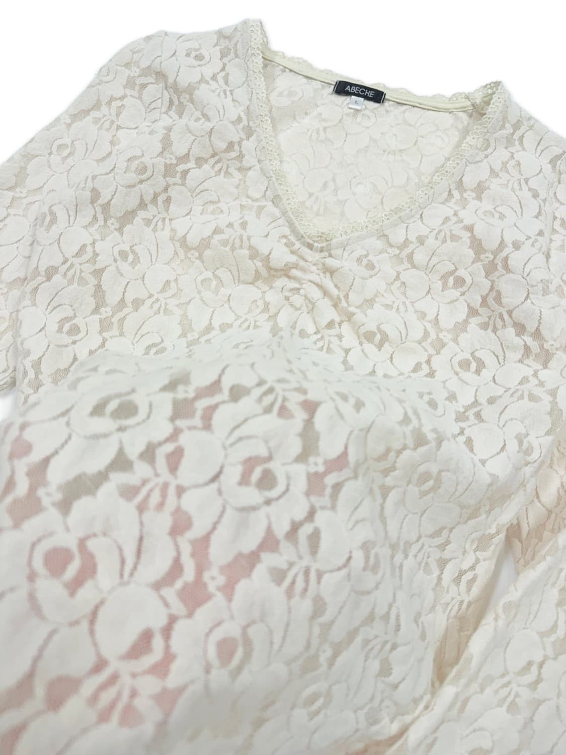 빈티지 아이보리 시스루  긴팔티 상품이미지4