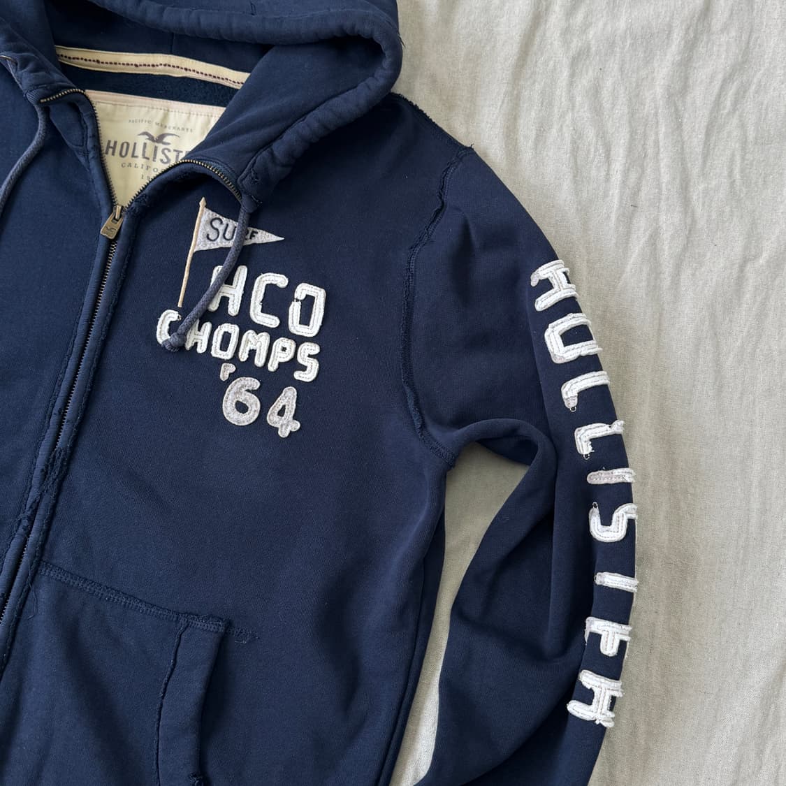 홀리스터 빈티지 데미지 패치 후드집업 XL 상품이미지2