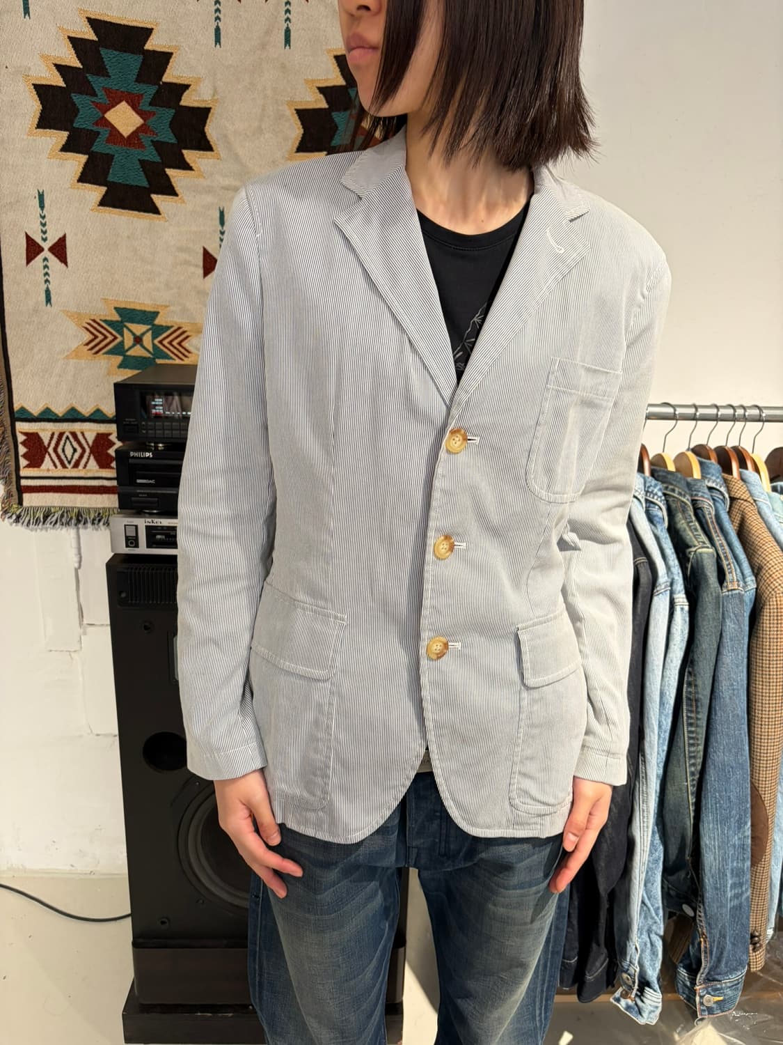 Ralph Lauren 스카이블루 스트라이프 블레이저 상품이미지1