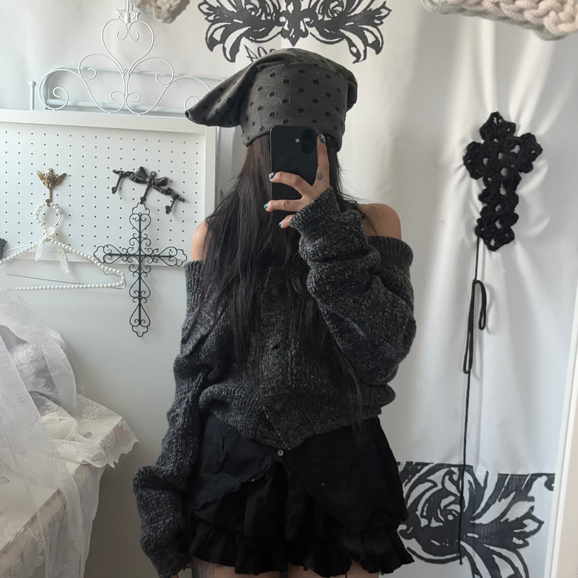 사화룸 도트 캣 비니 상품이미지3