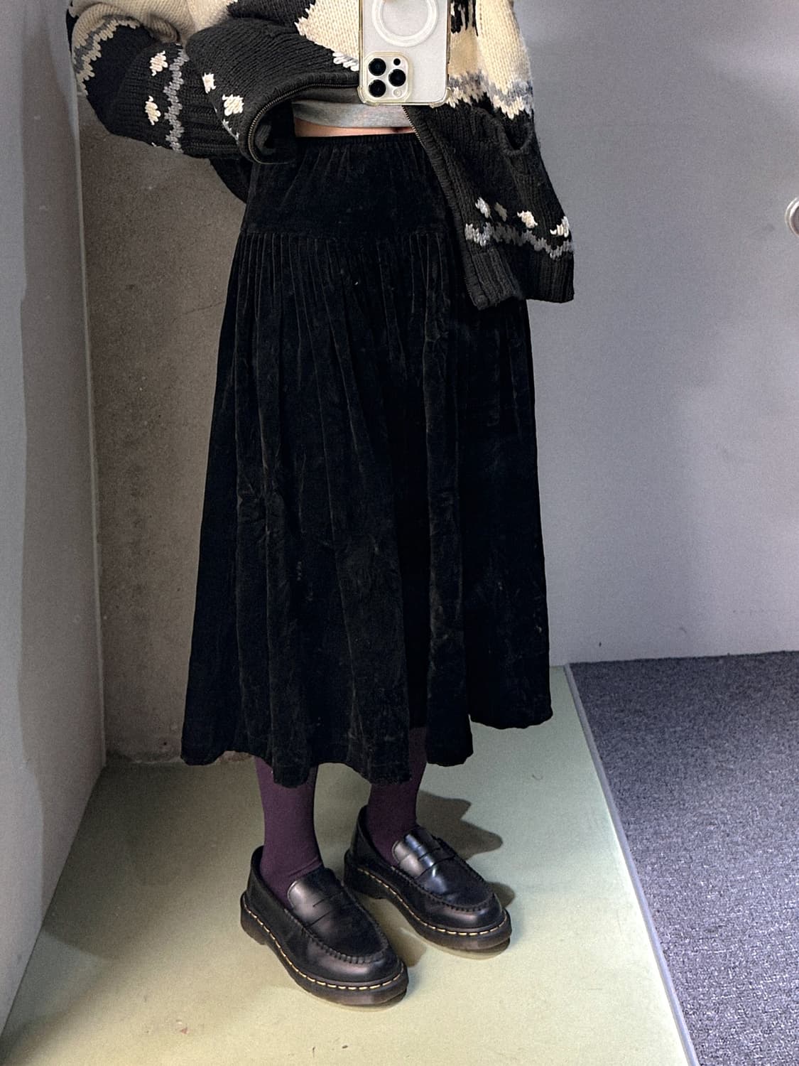 black velour volume skirt 상품이미지3