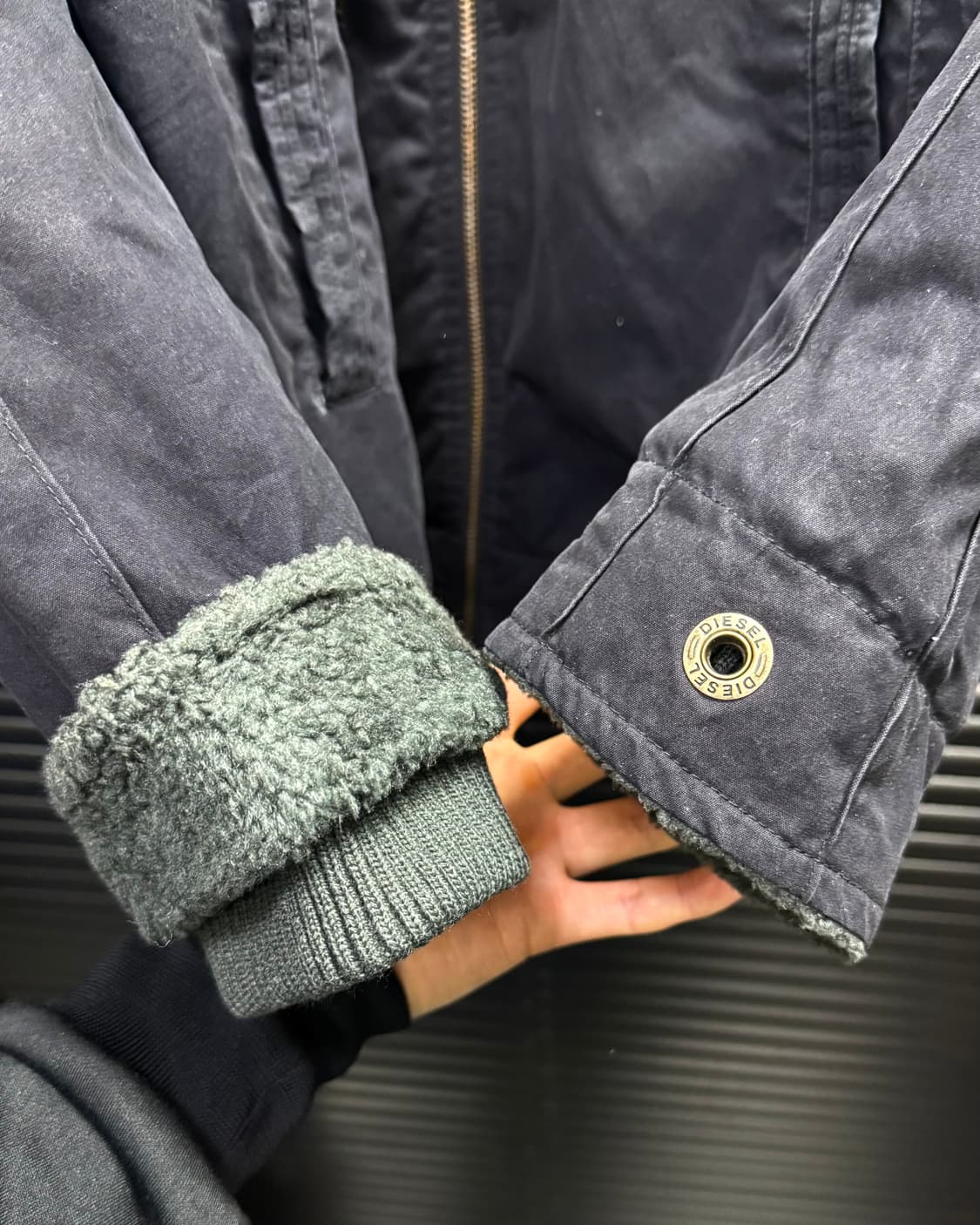 디젤 털 쉐르파 코튼 워크 자켓 비죠 하이넥 고스 펑크 네이비 남색 집업 상품이미지5