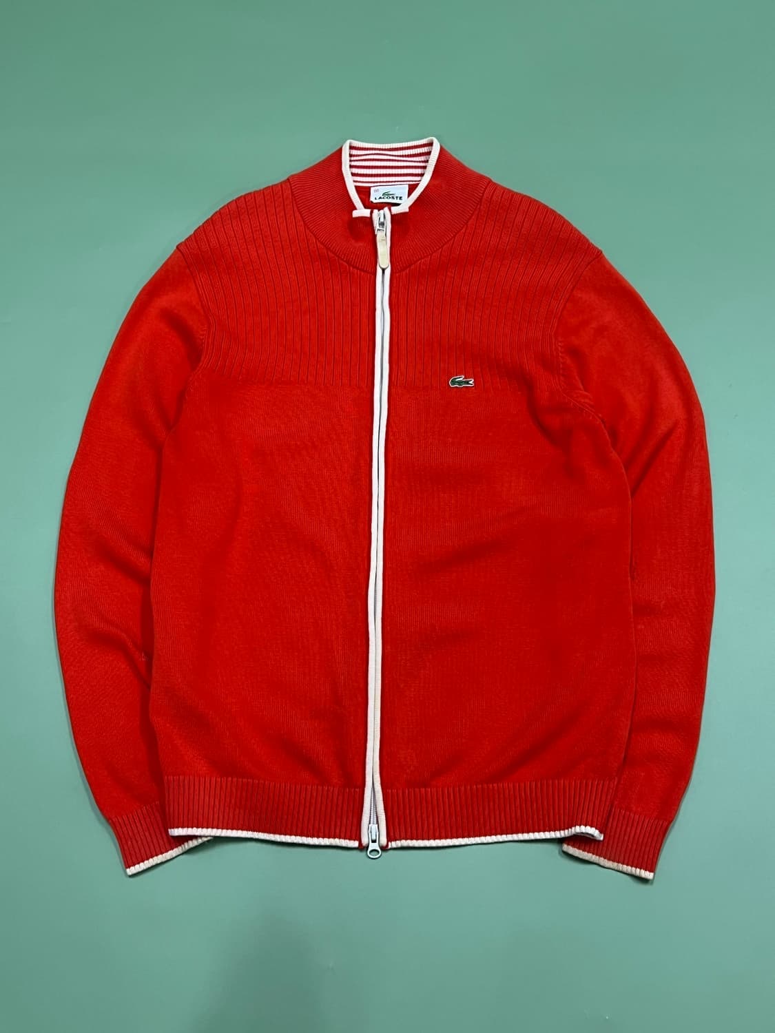 (100) 라코스테 올드스쿨 면 니트 집업 오렌지 상품이미지2