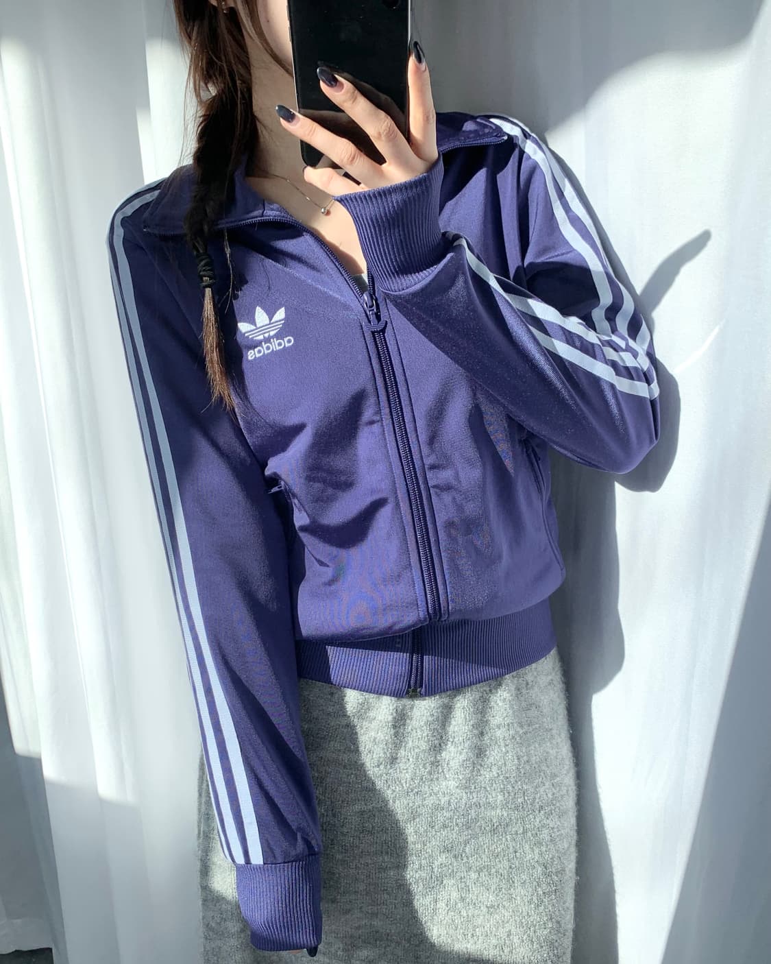 Adidas 아디다스 우먼즈 퍼플컬러 백로고 파이어버드 트랙탑 상품이미지1