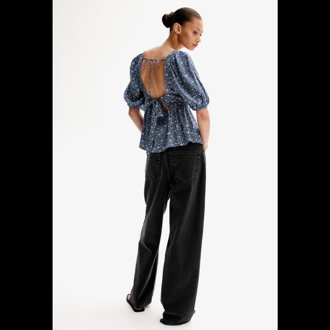 h&m 에이치앤엠 타이 디테일 페플럼 블라우스 (새상품) 상품이미지9