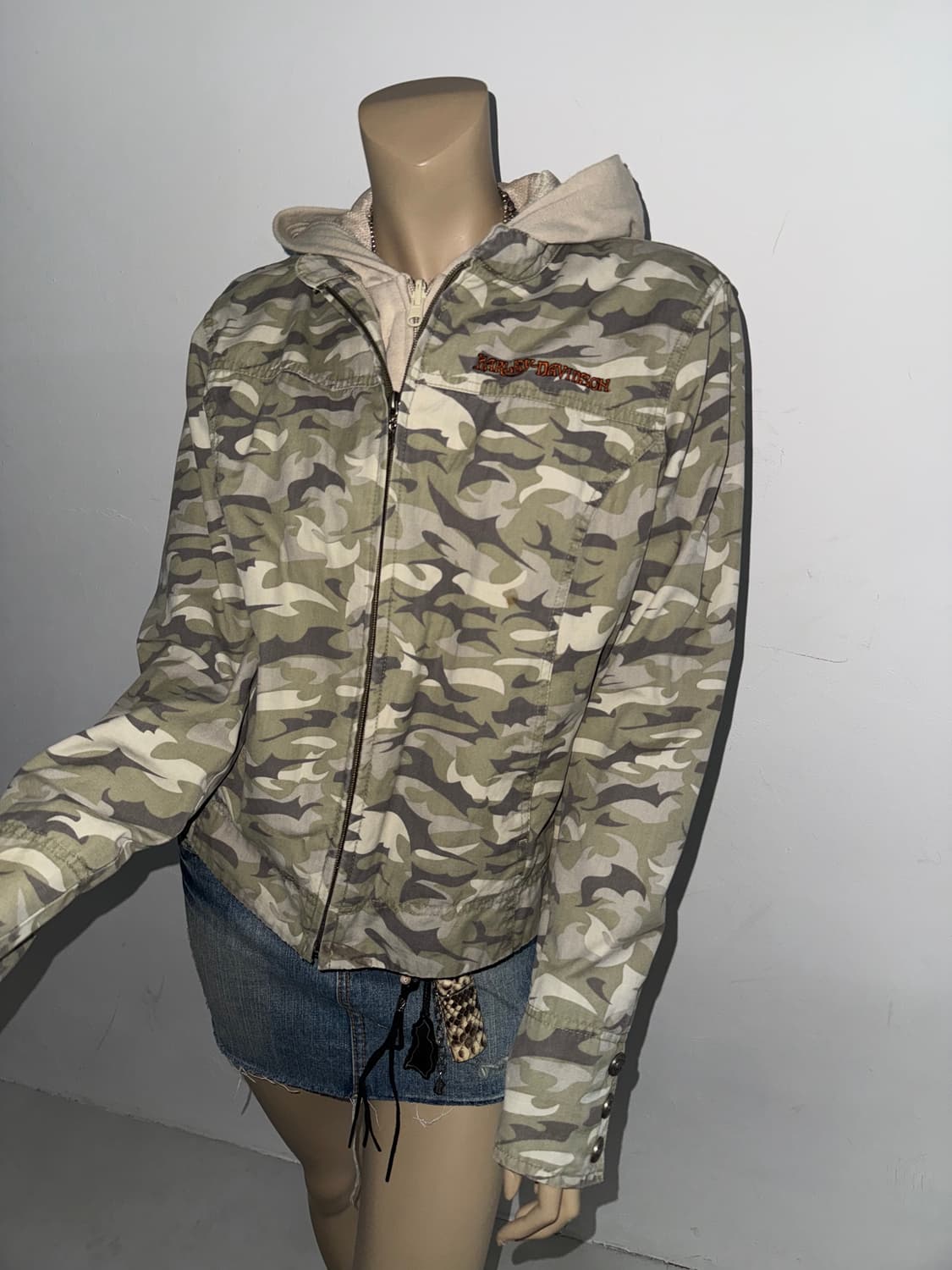 할리 데이비슨 카모 레이어드 투웨이 후드 자켓 상품이미지5