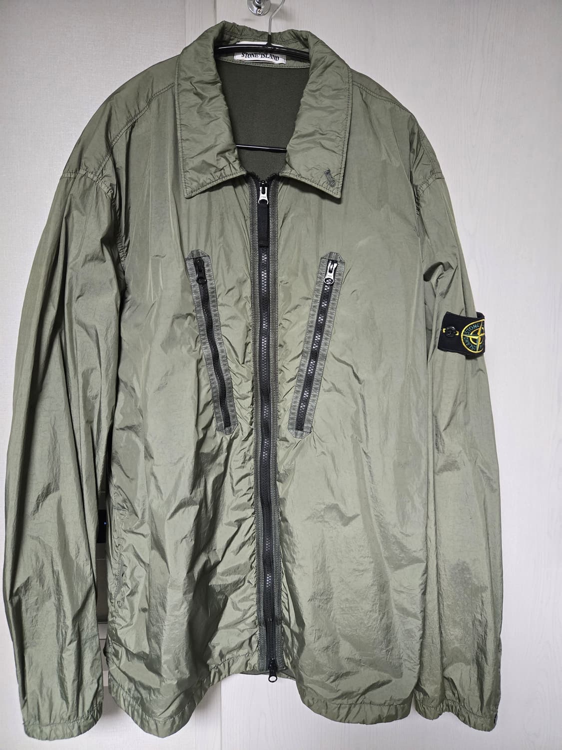 3XL)스톤   가먼트 다이드 크링클랩스 오버셔츠 올리브 - 21FW 상품이미지1