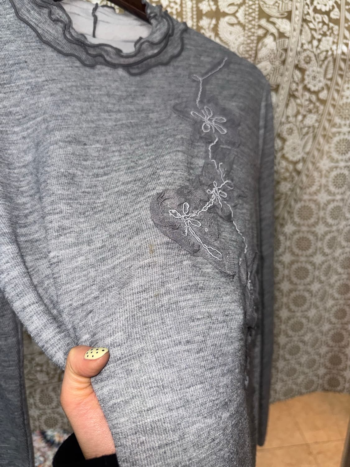 빈티지 플라워자수 프릴 긴팔티  상품이미지5