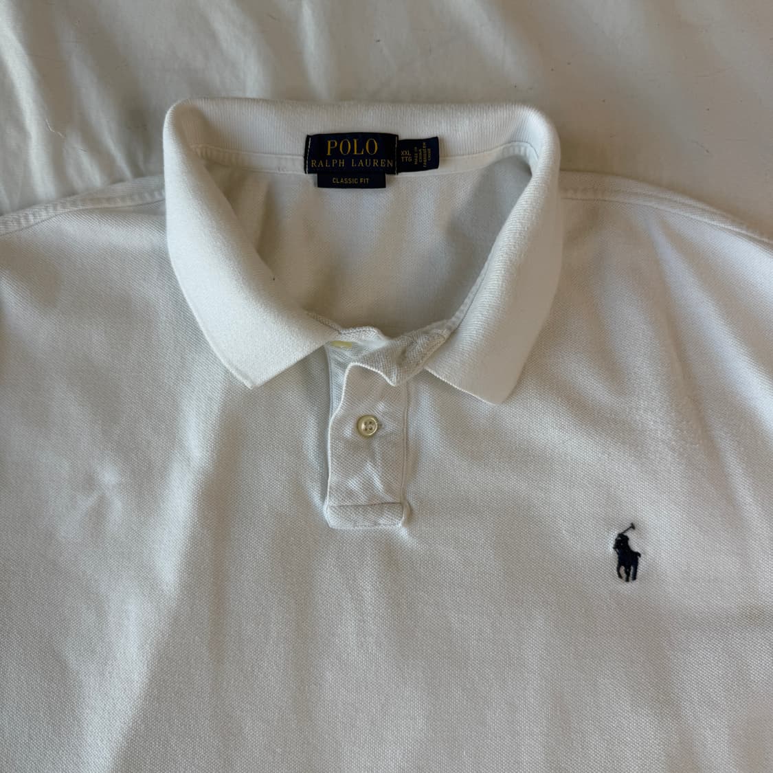 폴로 랄프로렌 화이트 네이비 로고 카라티 XXL 상품이미지3