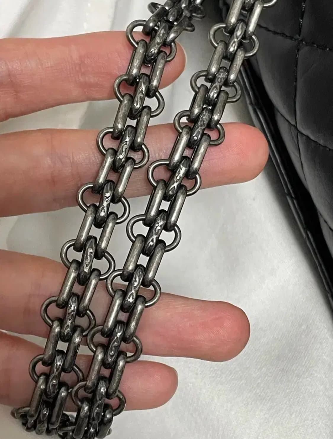 빈티지샤넬 은장 블랙 체인 미디움 플립백 카프스킨 미듐 숄더 상품이미지6