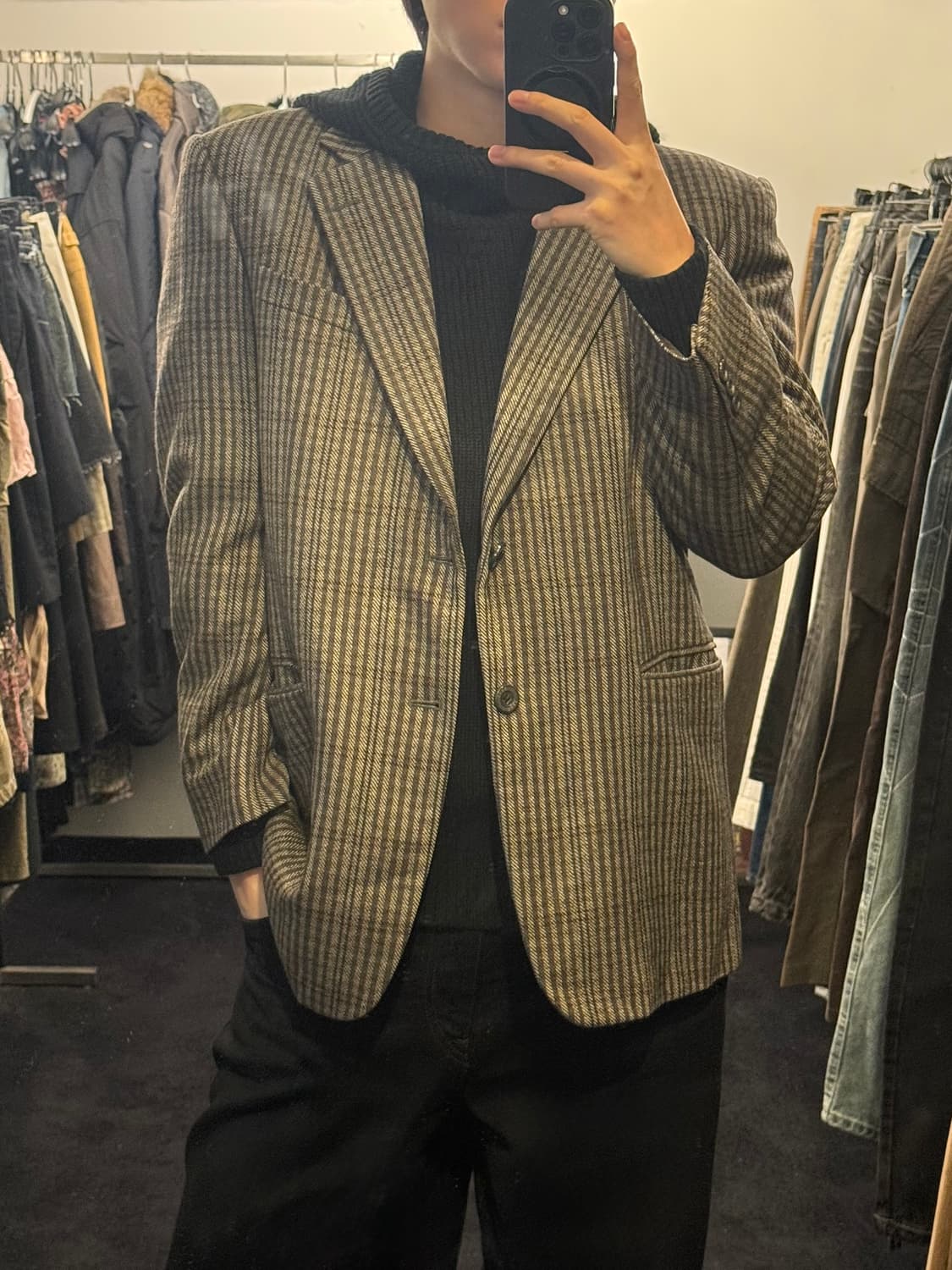 닥스 울 체크 캐시미어 자켓 브라운 갈색 2버튼 블레이져 모 클래식 마이 상품이미지1