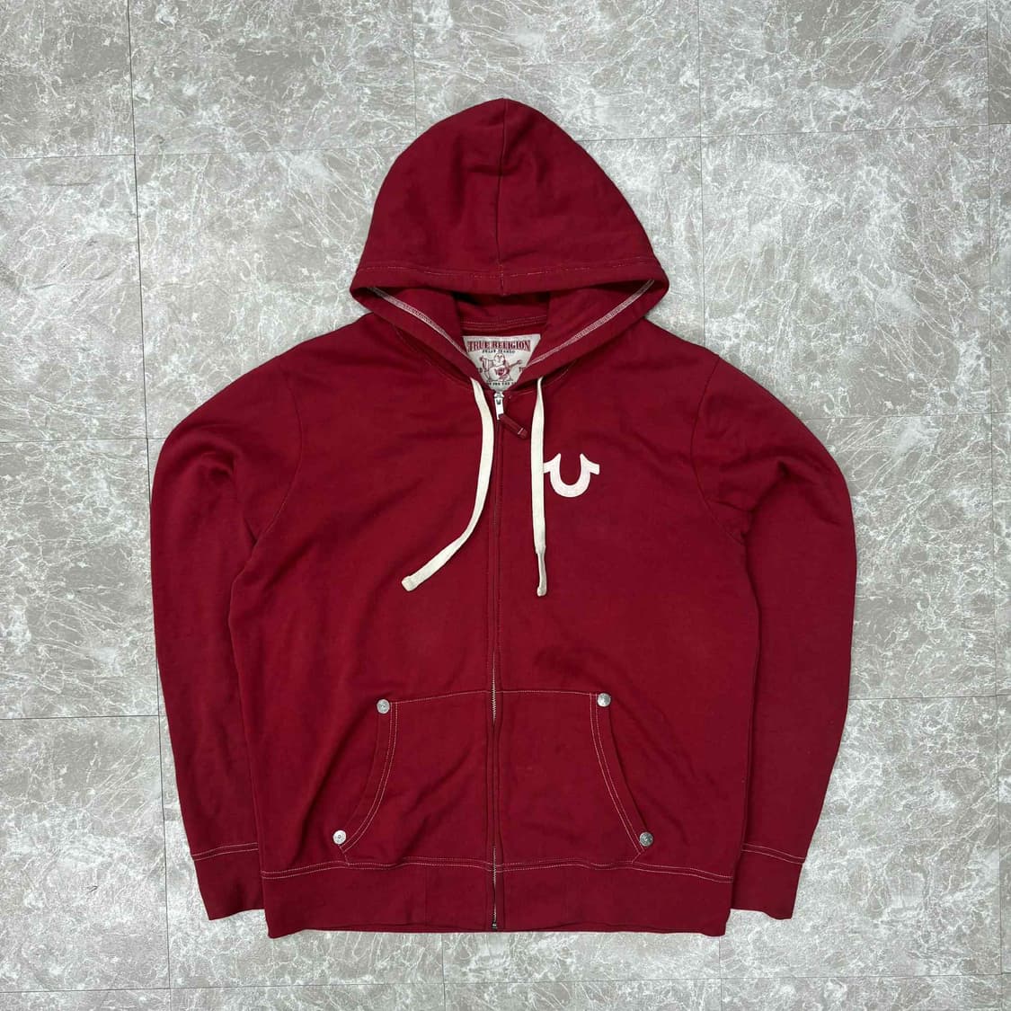 트루릴리젼 버건디 리벳 대장급 스웻 후드집업 희귀져지(L) 상품이미지2