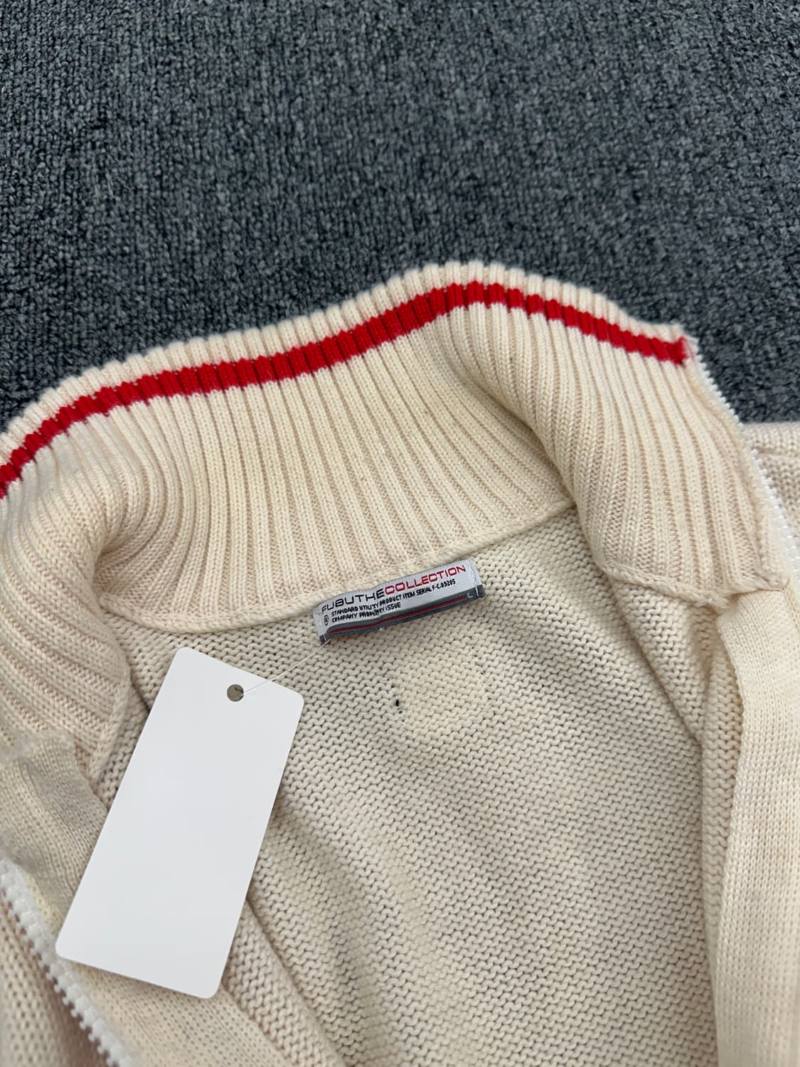 L) 후부 아이보리 니트 집업 스웨터 상품이미지6