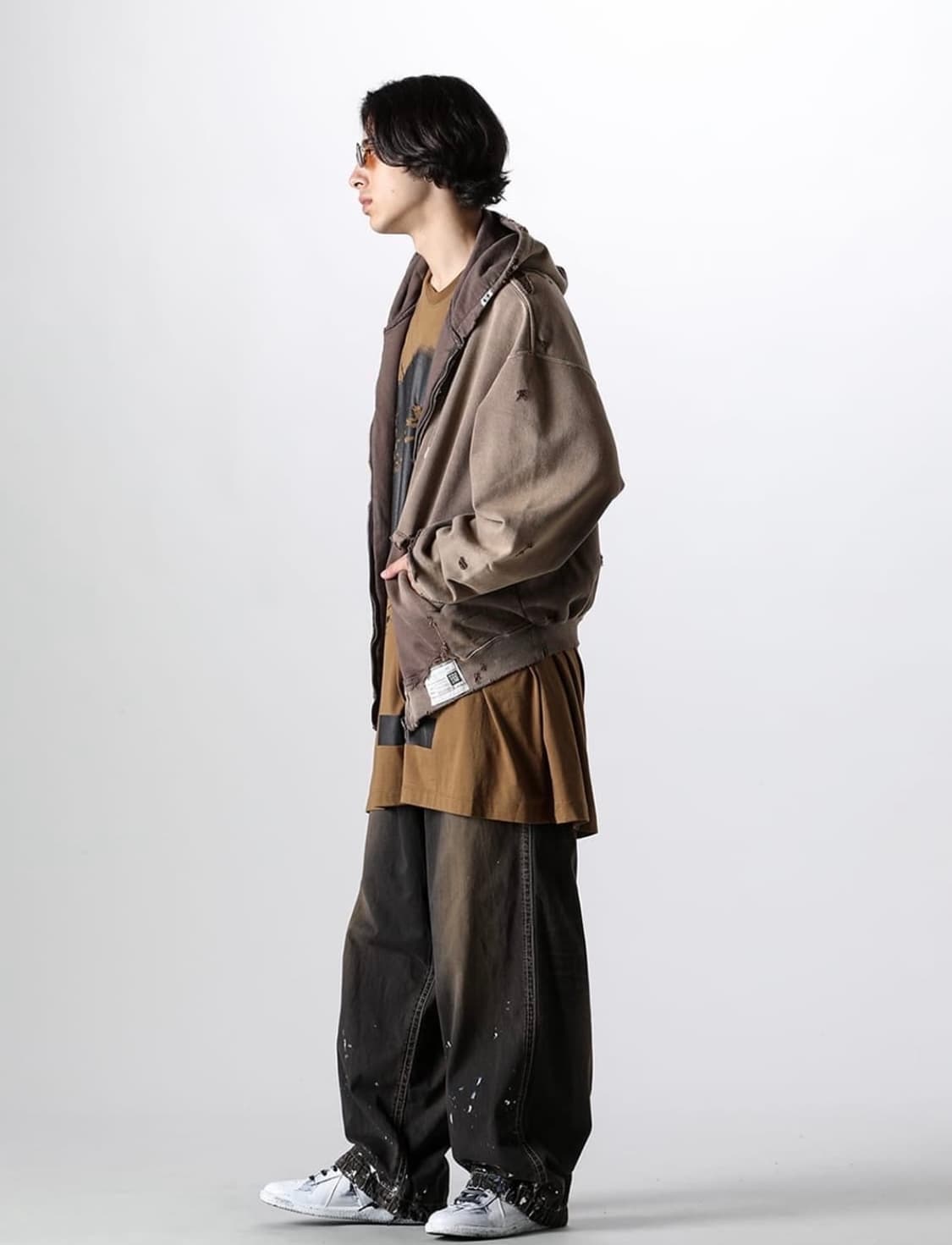 메종 미하라 야스히로 선페이디드 후드 집업 브라운 상품이미지4