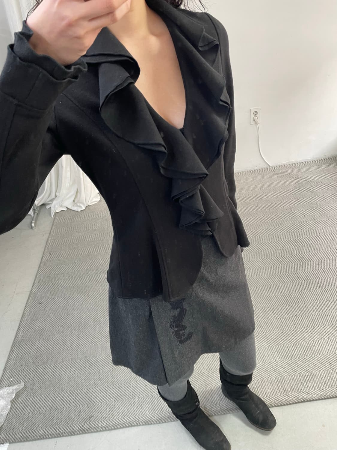 NARACAMIC 프릴 울 셔츠 자켓 상품이미지1