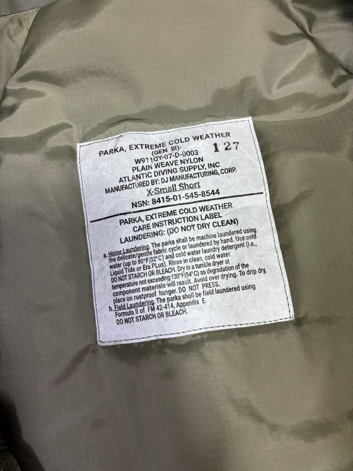 미군 오리지널 프리마로프트 파카 ECWCS GEN3 LEVEL 7 PAR 상품이미지2