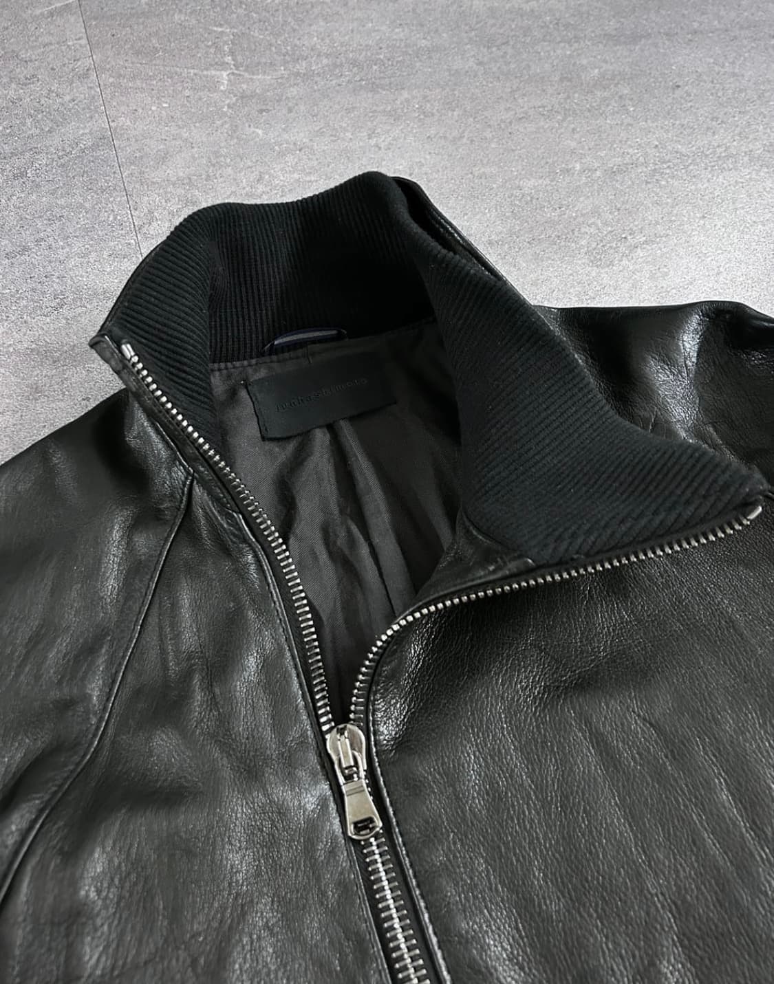 준 하시모토 사선 램스킨 레더 자켓 상품이미지3