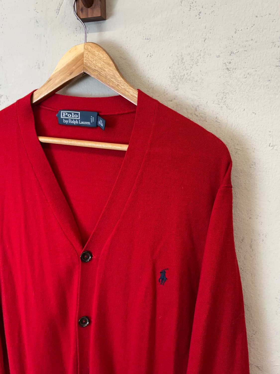 폴로랄프로렌 암패치 램스울 니트 가디건 레드 상품이미지5