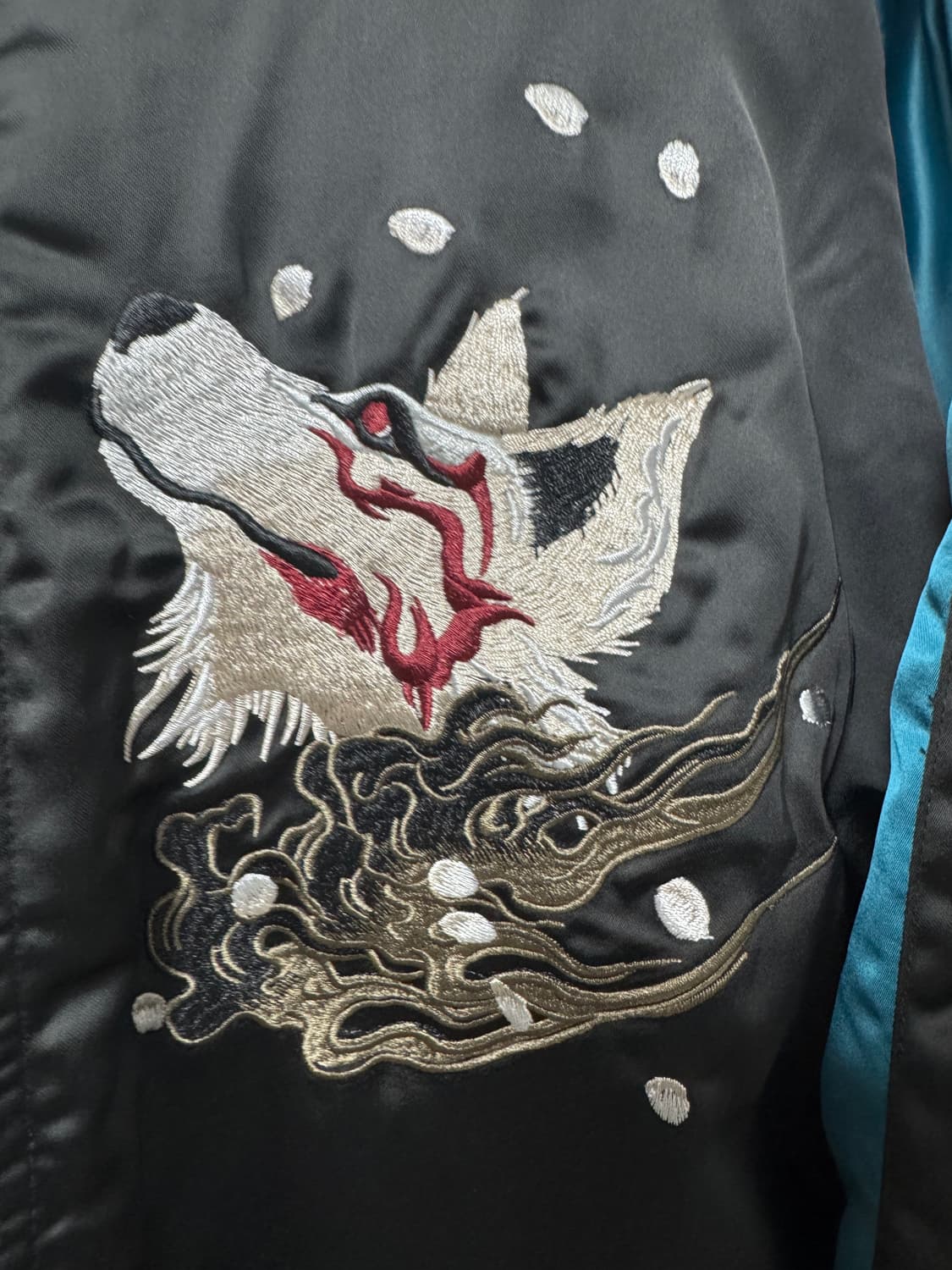 스카쟌 자켓 블랙/블루 구미호 자수 3XL 상품이미지3