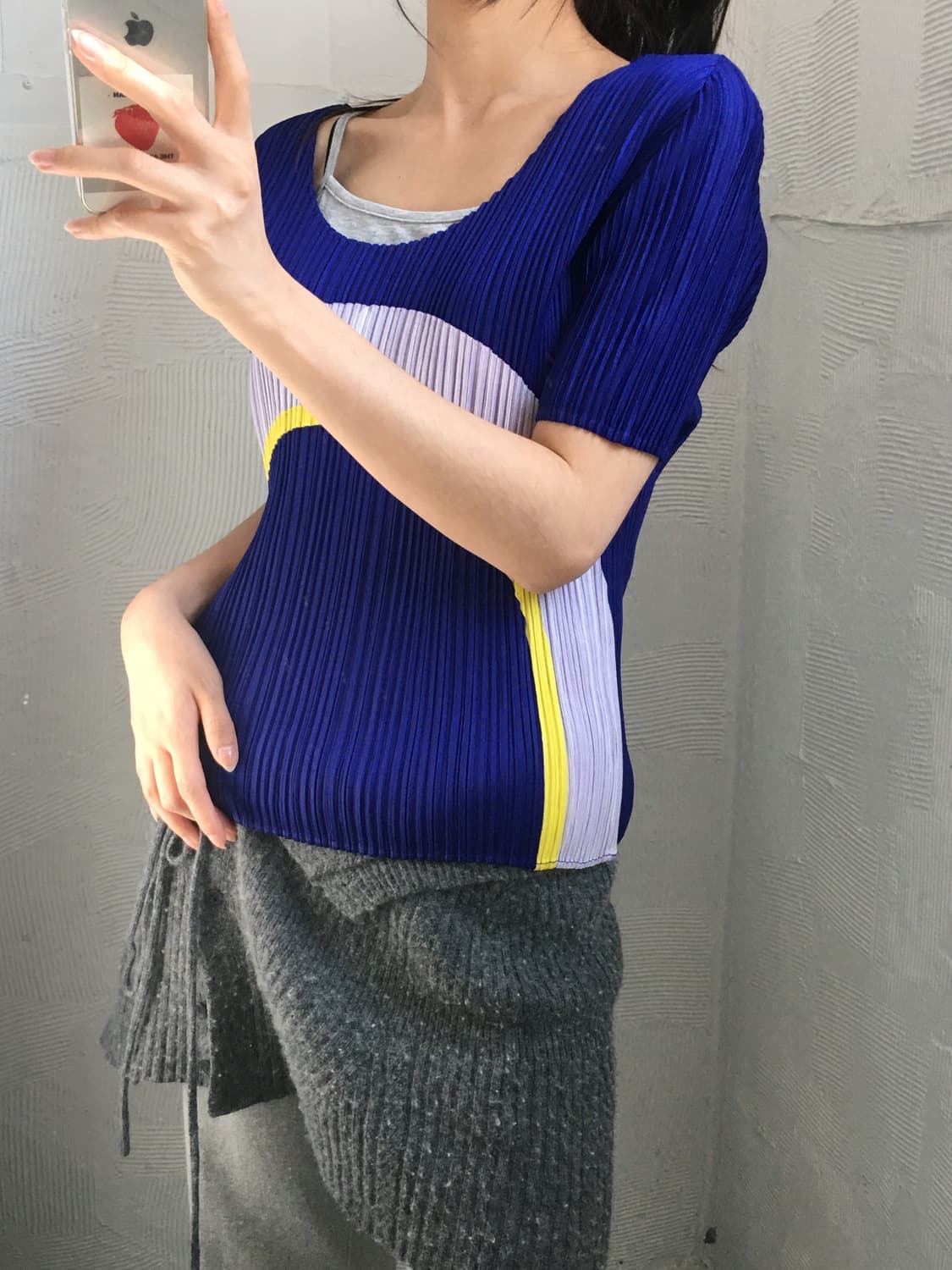 Pleats Please 플리츠플리즈 퍼플 옐로우 플리츠 반팔  상품이미지3