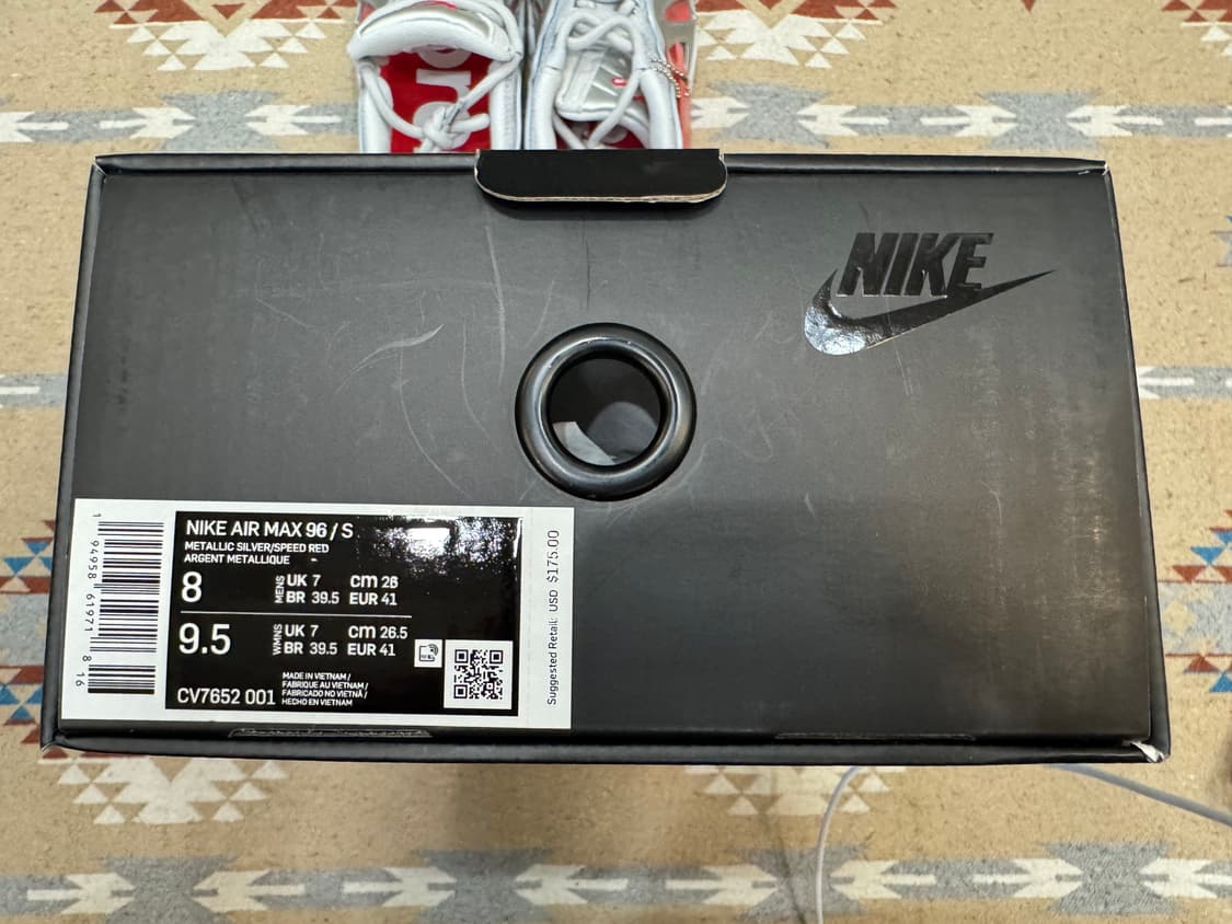 [260mm] 나이키 x 슈프림 에어맥스 96 메탈릭 실버 상품이미지4