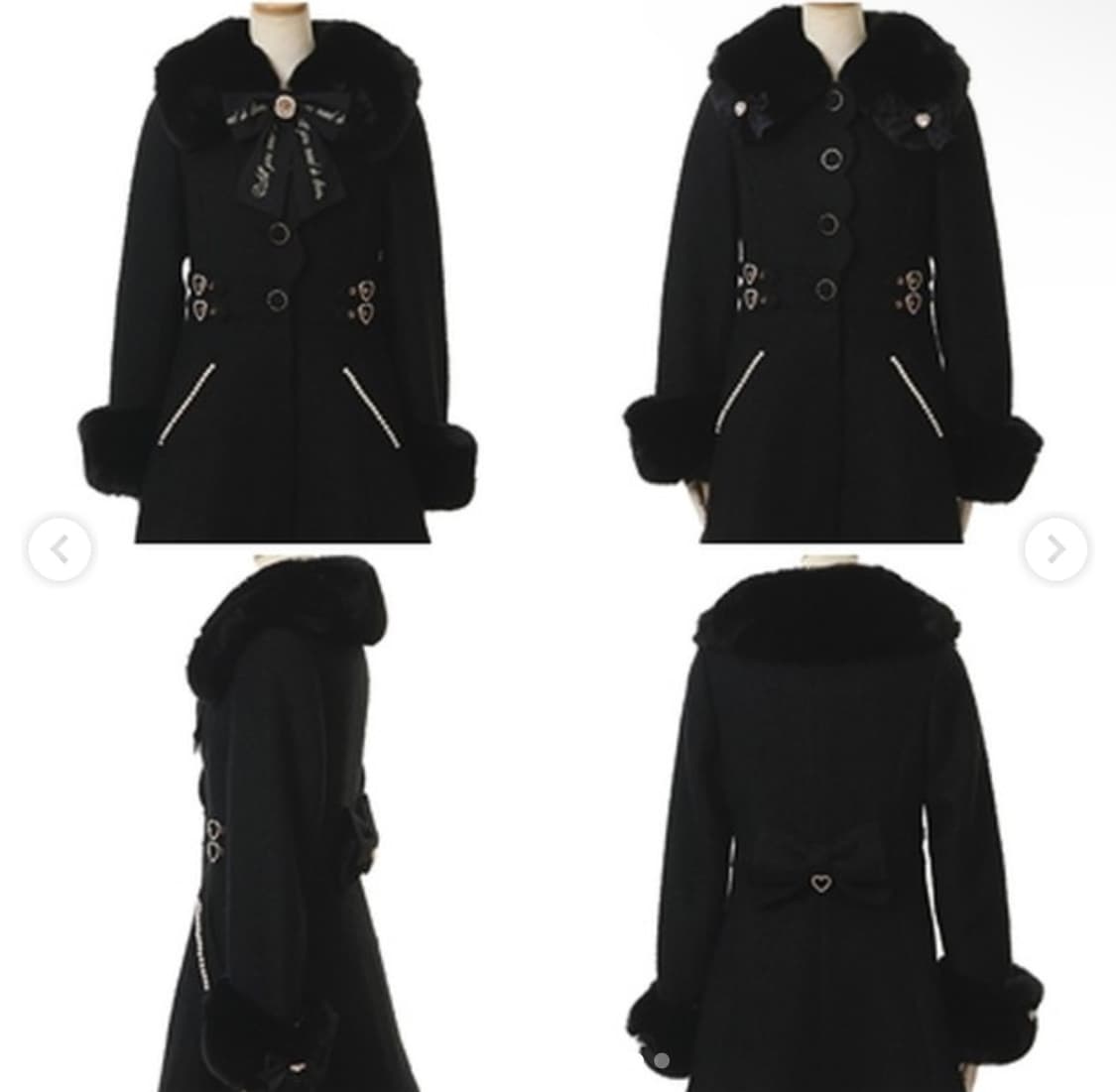 리즈리사 코트 퍼 자켓 블랙 리본 지뢰계 양산형 상품이미지1