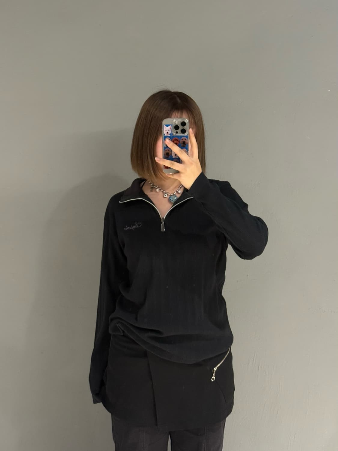 back lettering half-zip long sleeve 상품이미지3