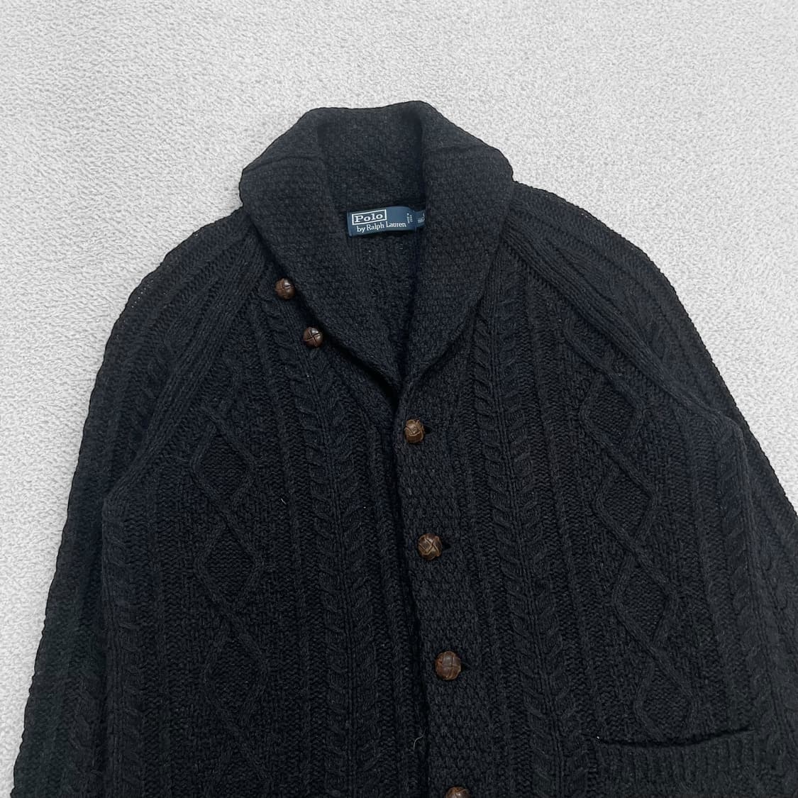 폴로 랄프로렌 숄 카라 니트 가디건 챠콜 상품이미지3
