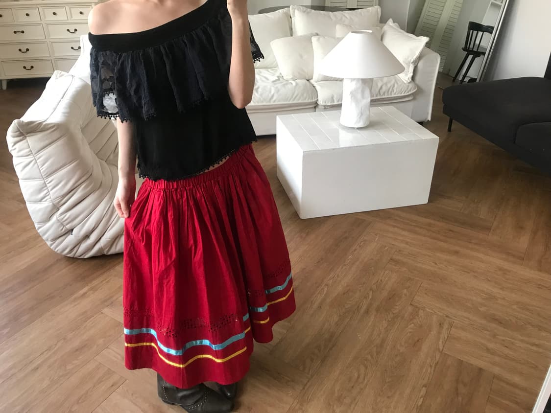 vintage red skirt 상품이미지6