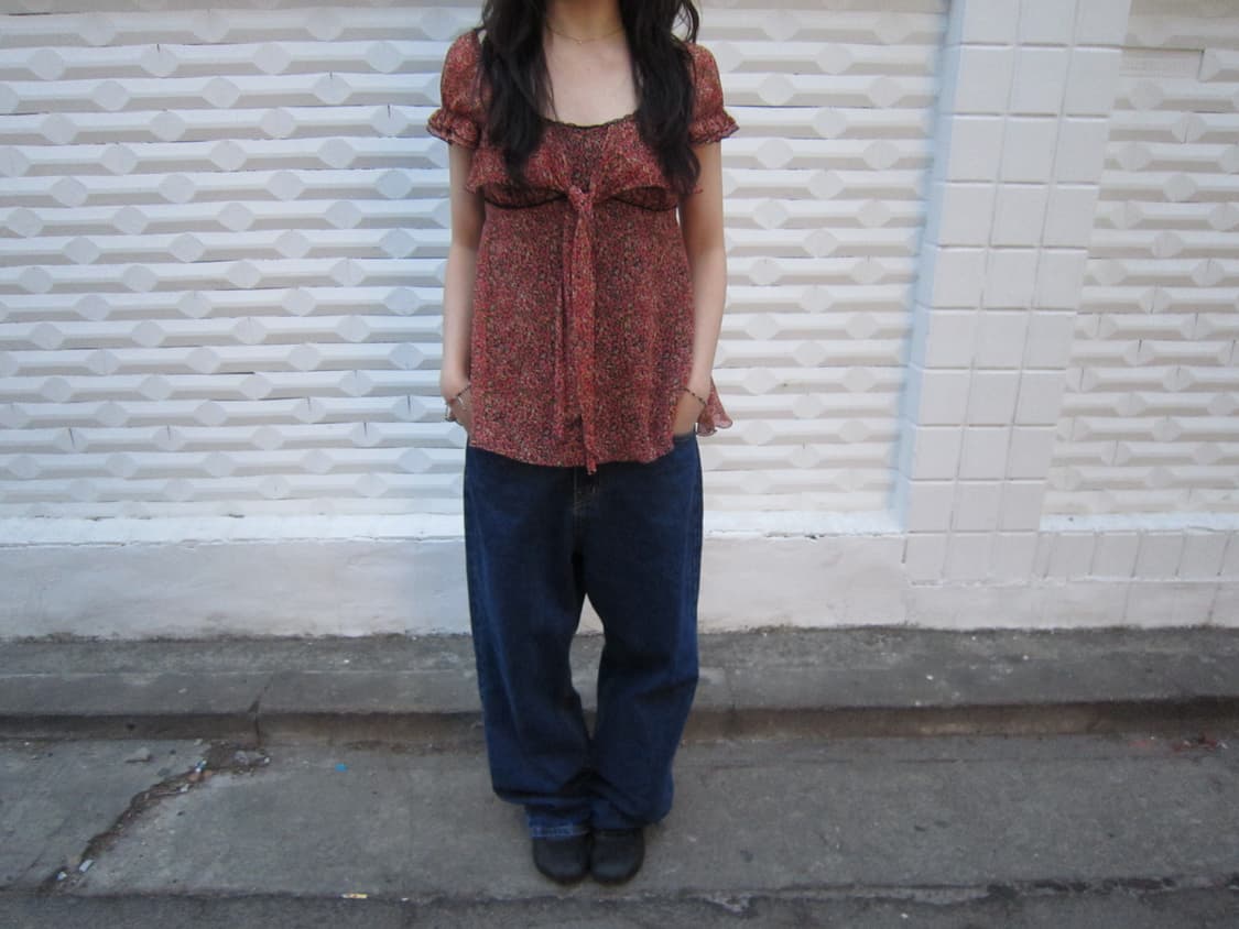 빈티지 플라워 리본 타이 블라우스 상품이미지4