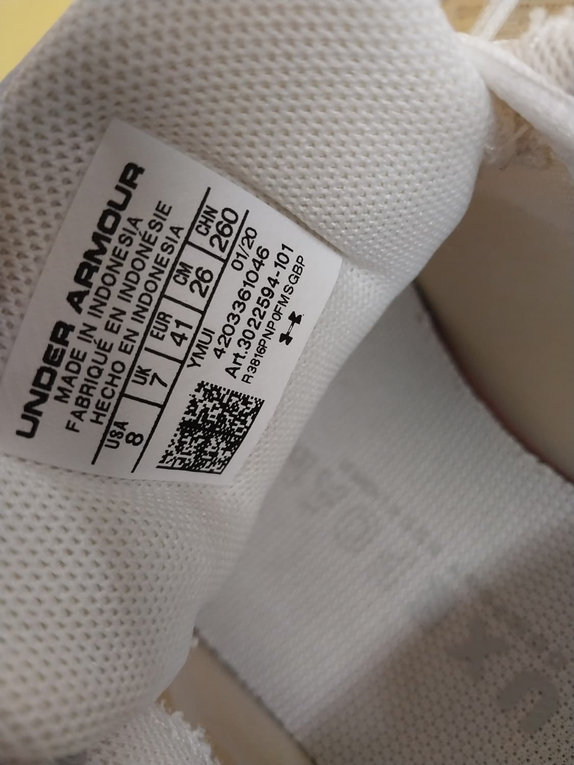 남성 언더아머 차지드 화이트 운동화 (260) 상품이미지9