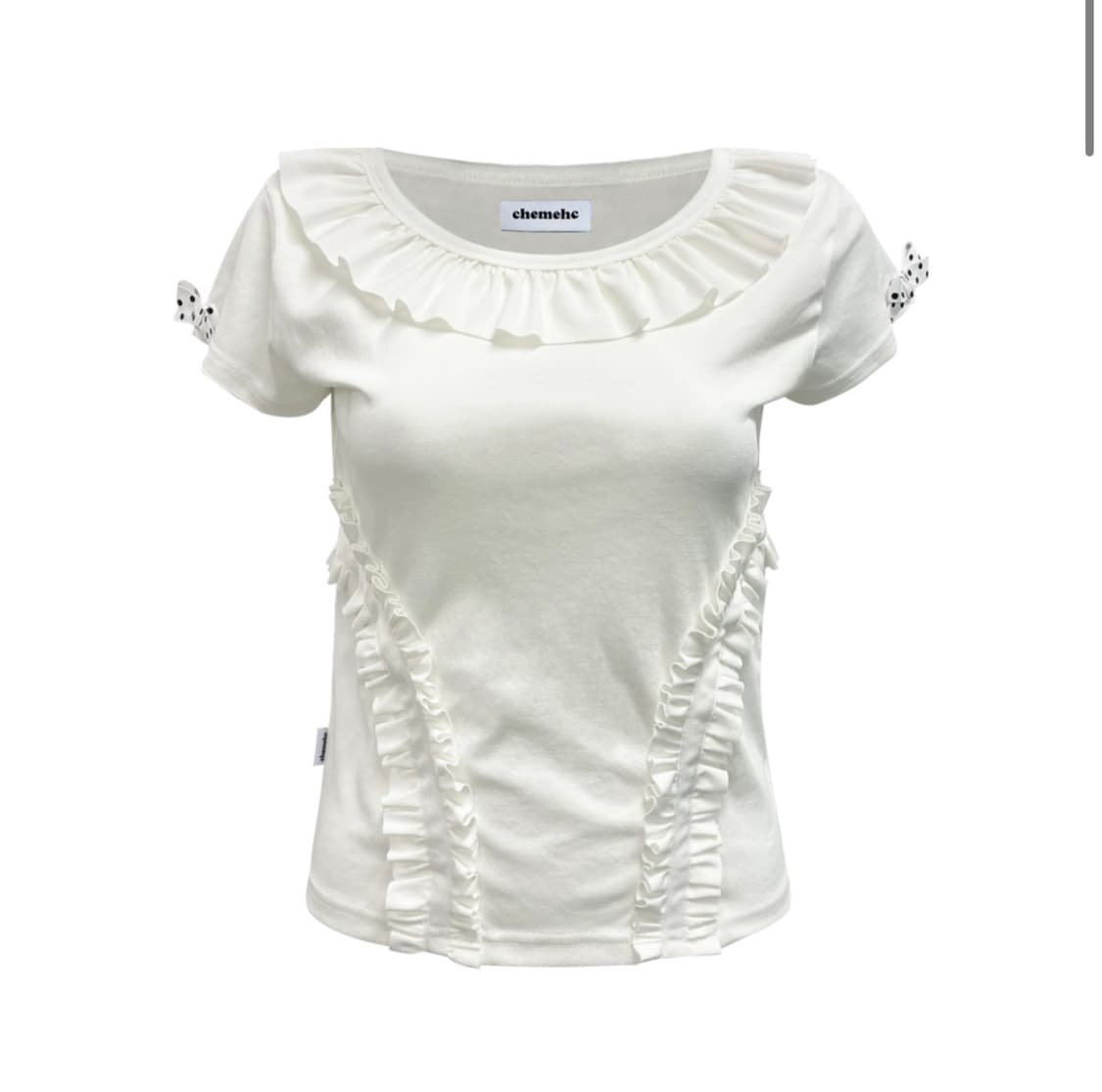 Chemehc 체메씨 CURVED FRILL TEE 아이보리 상품이미지1