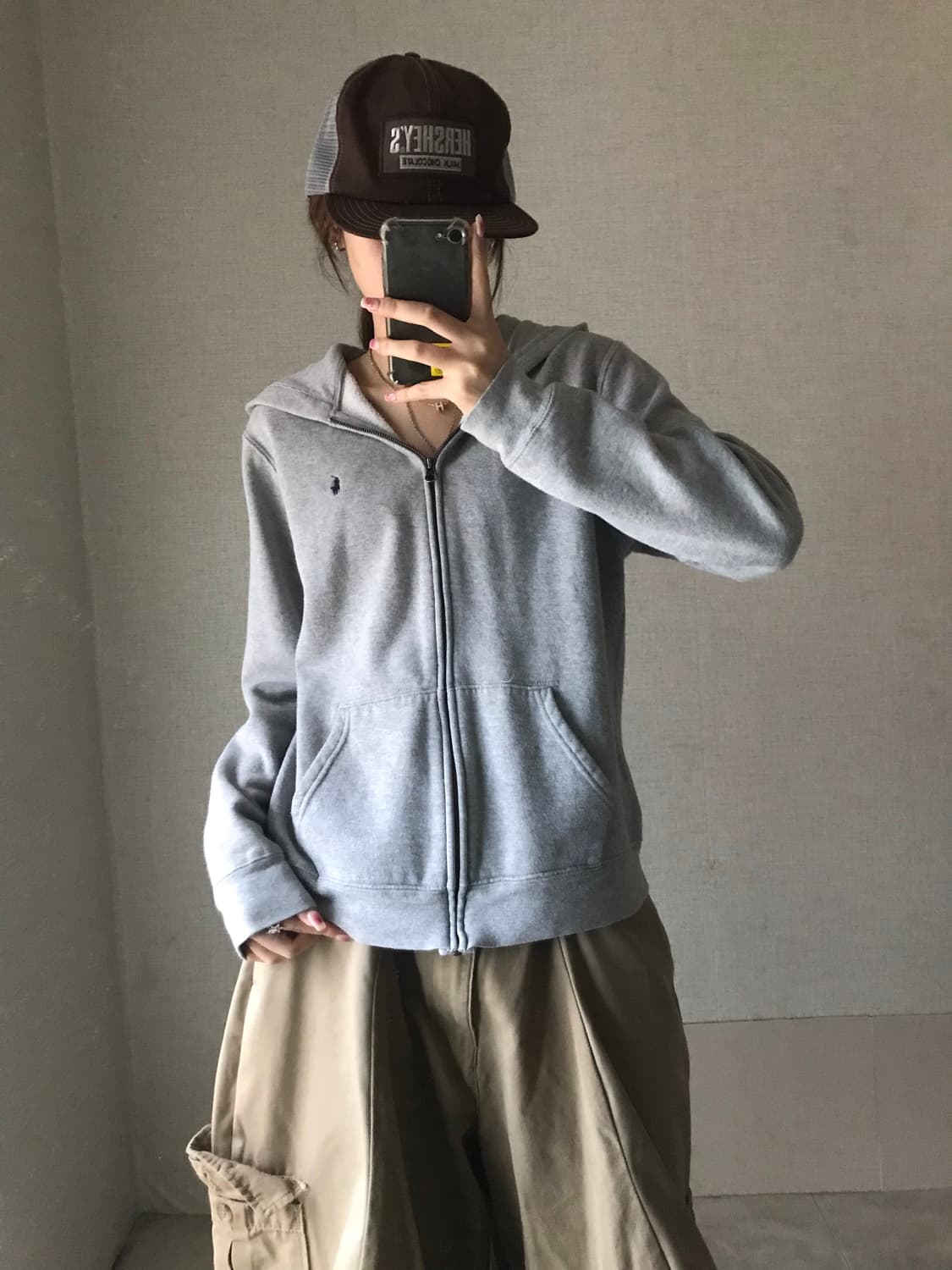 폴로 그레이 후드집업 상품이미지5