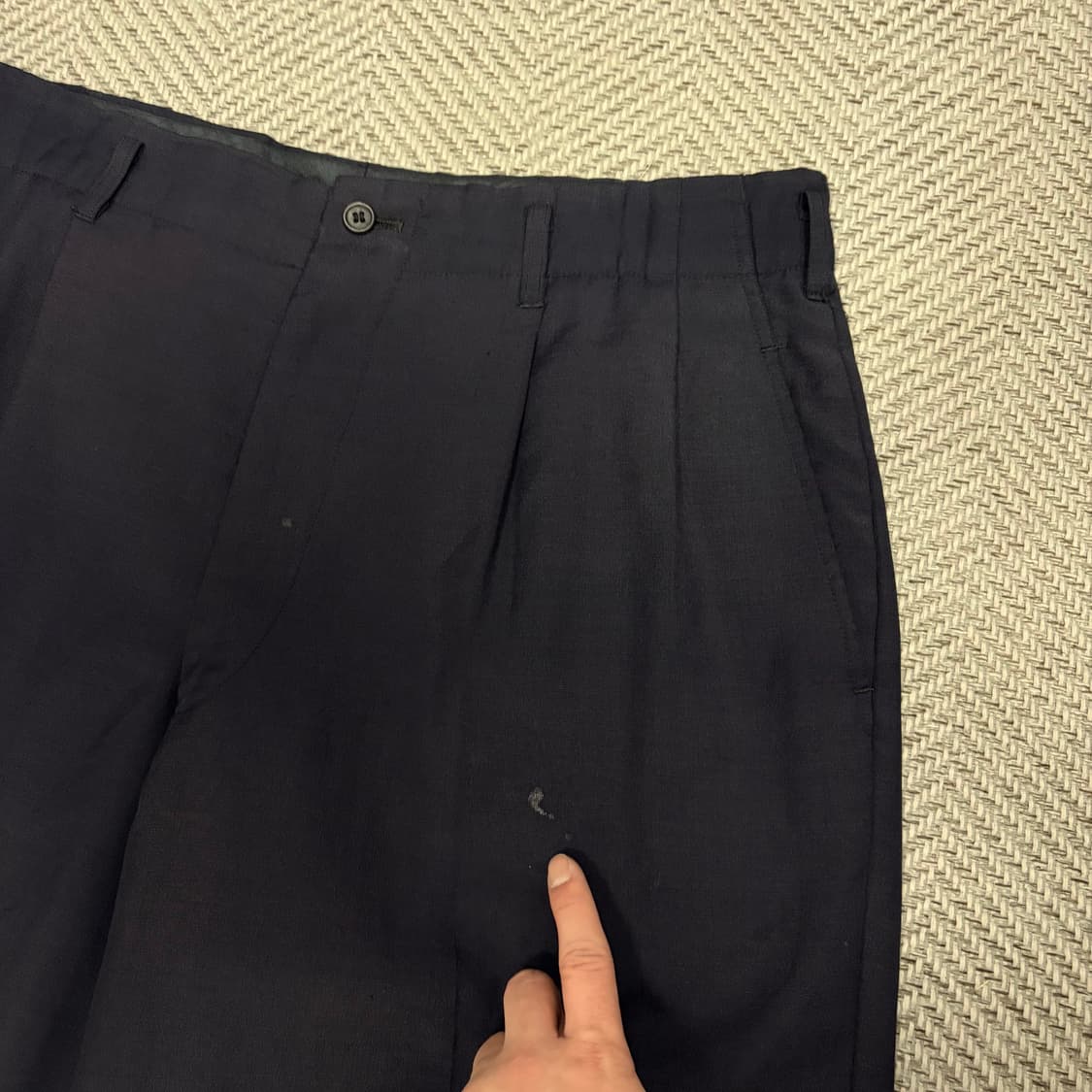 요지 야마모토 네이비 투턱 모직 슬랙스 v1028 상품이미지7