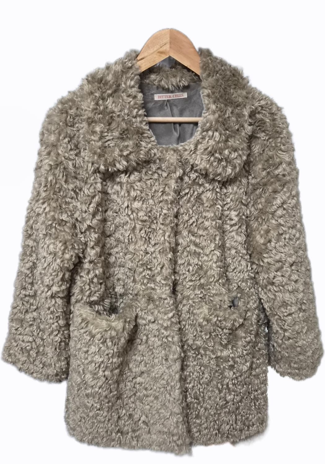 Curly Collar Fur Jacket Beige 상품이미지2