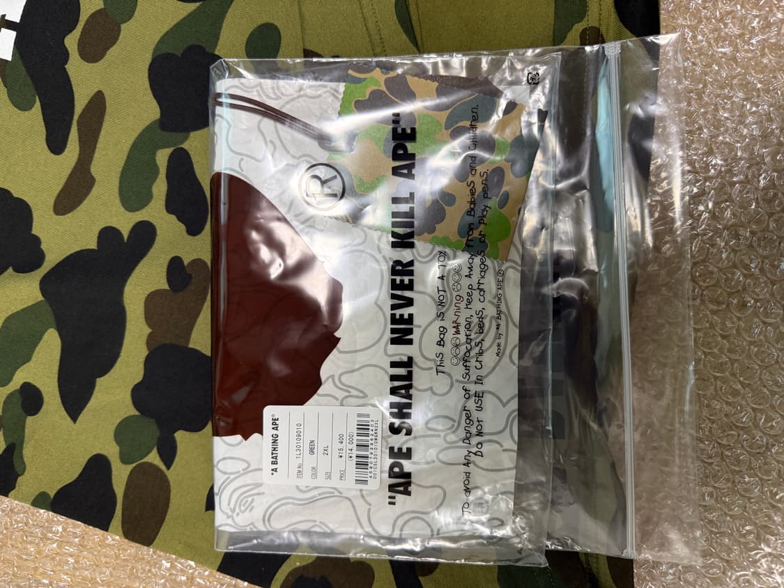 베이프 컬리지 1st 카모 그린 반팔티셔츠 2XL 상품이미지7