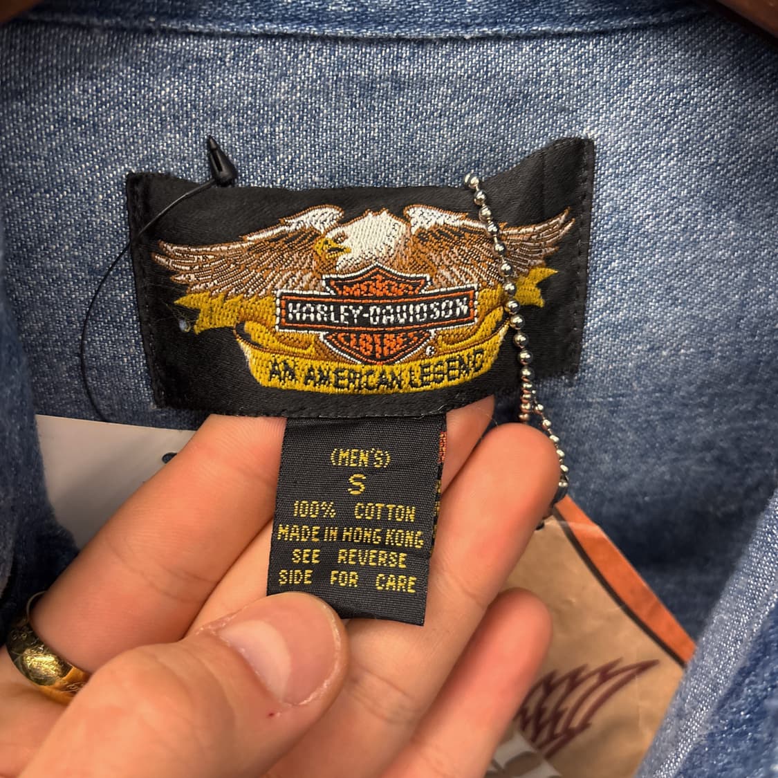 90s 할리데이비슨 바이커블루스 헤비데님 워크셔츠 데드스탁 N965 상품이미지9