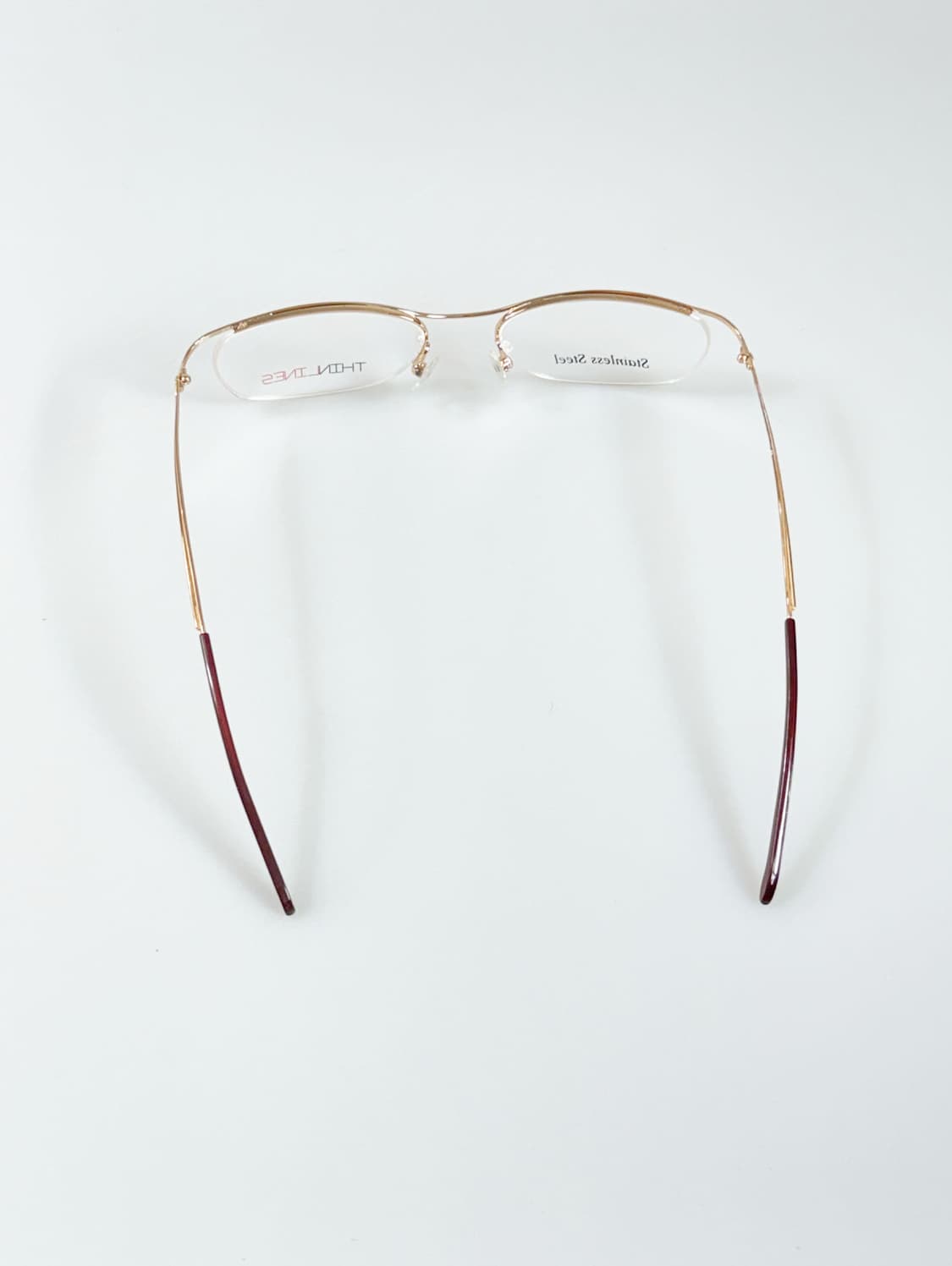 90s Thin Lines 골드 메탈 스퀘어 반무테 빈티지 안경 상품이미지5
