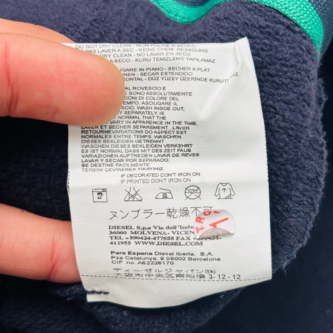 디젤 프린팅 코튼 네이비 후드집업 M 상품이미지9