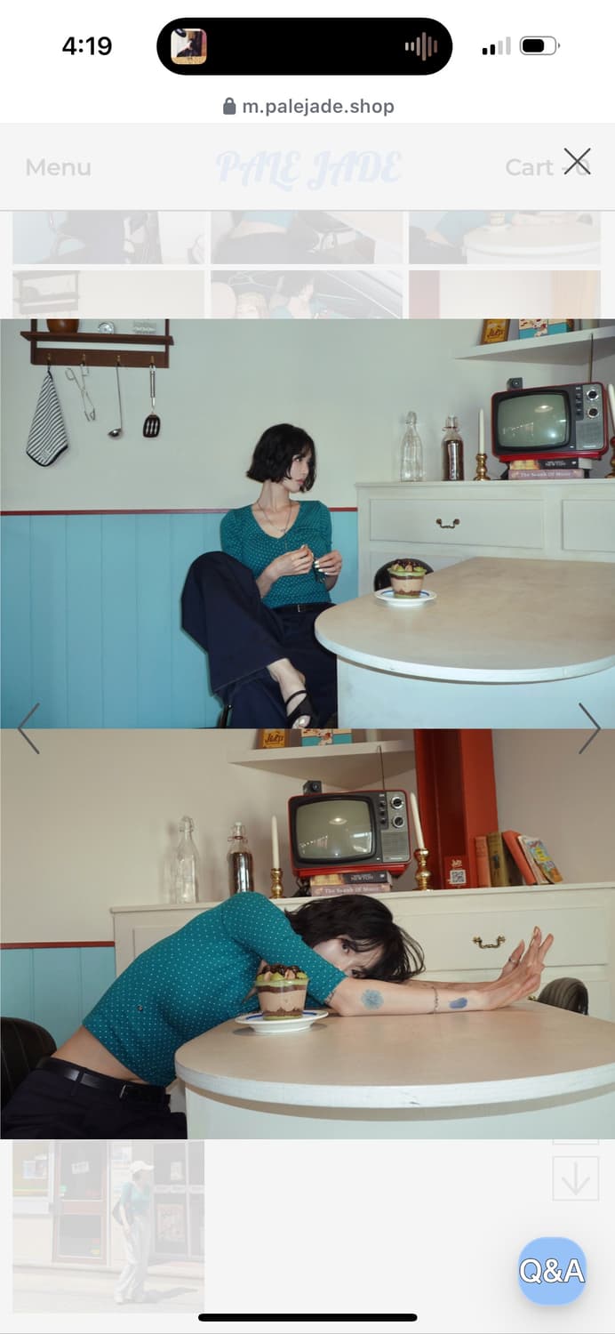 Three-Quarter Sleeve Shirring T - Dot 상품이미지4