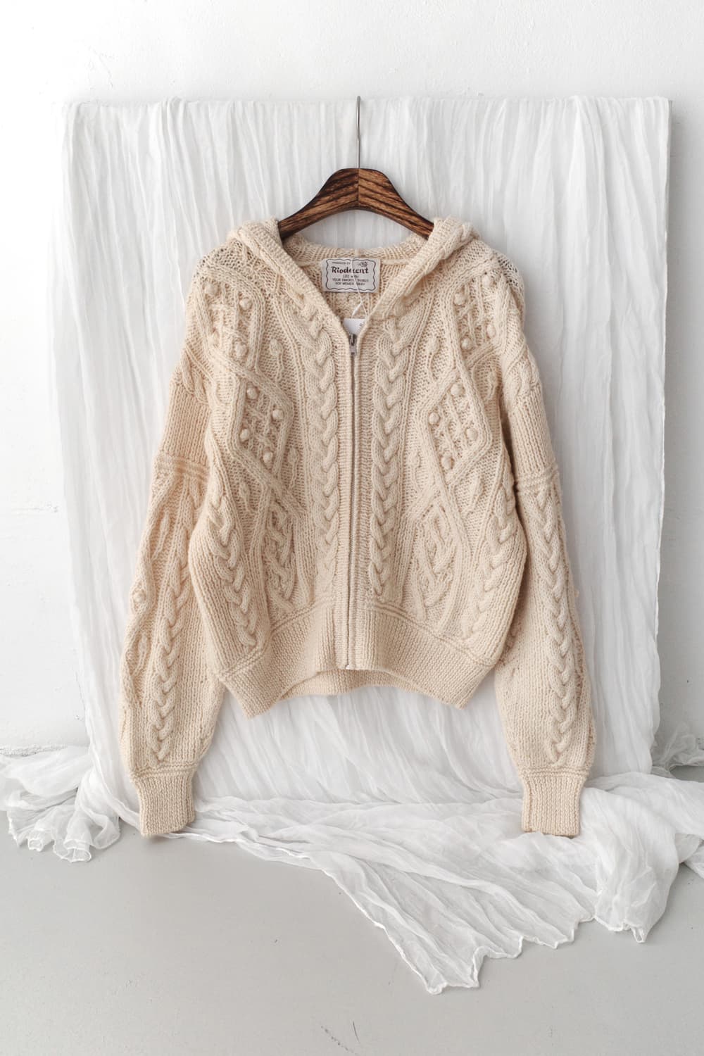 riodecent) crochet knit hood zip-up  상품이미지1