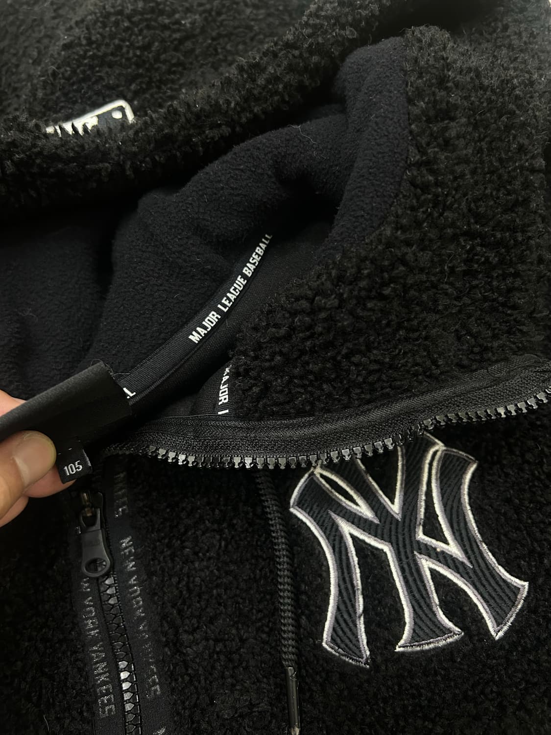 [XL]MLB 뉴욕양키스 반집업 뽀글이 후드/블랙 상품이미지6