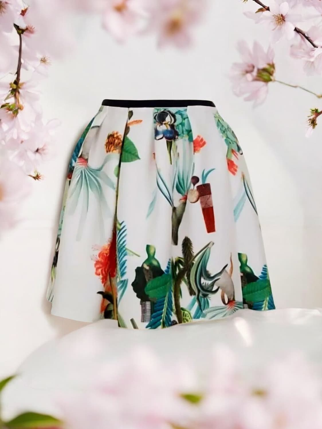 티렌 THREN 플라워 패턴 썸머 네오플랜 플리츠 미니스커트 55 상품이미지1