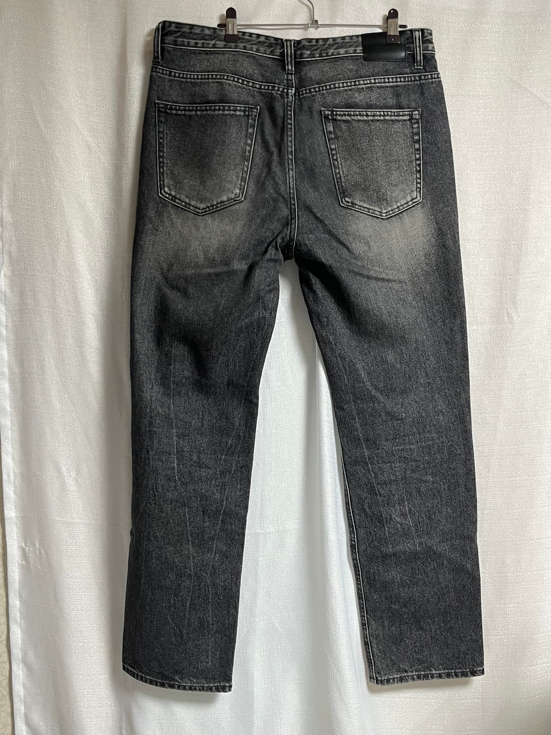 피스워커 흑청 워싱 세미와이드 데님팬츠 34 상품이미지6