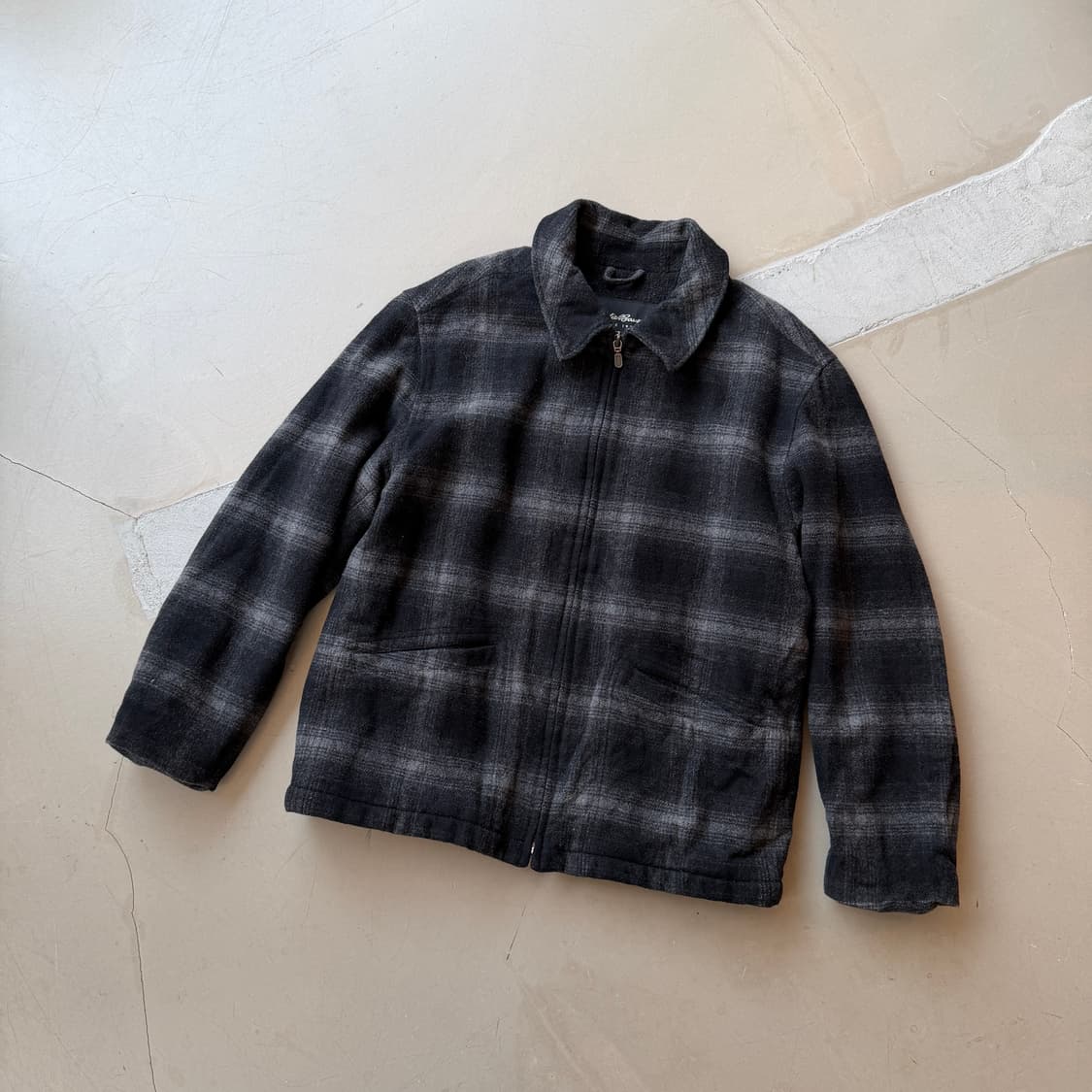 에디바우어 체크 울 블루종 자켓 상품이미지2